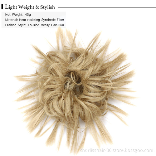 Wholesale Cheap Messy Scrunchie Elastic Band Hair Bun Straight Updo Hairpiece heat Resistant Natural Synthetic Hair Chignon